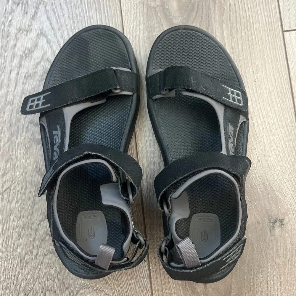 Teva Tanza Mens Black Grey Sport Sandals Hiking Water Shoes 4289 Size 8